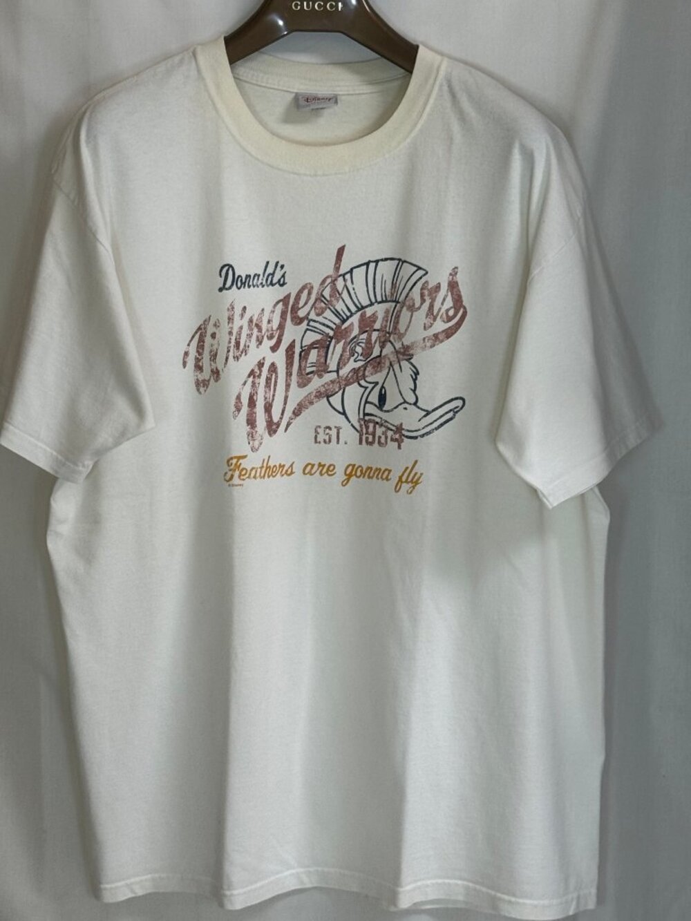 Disney Store Donald's Winged Warriors Crew Neck Short Sleeves T-Shirt-Cream-XXL